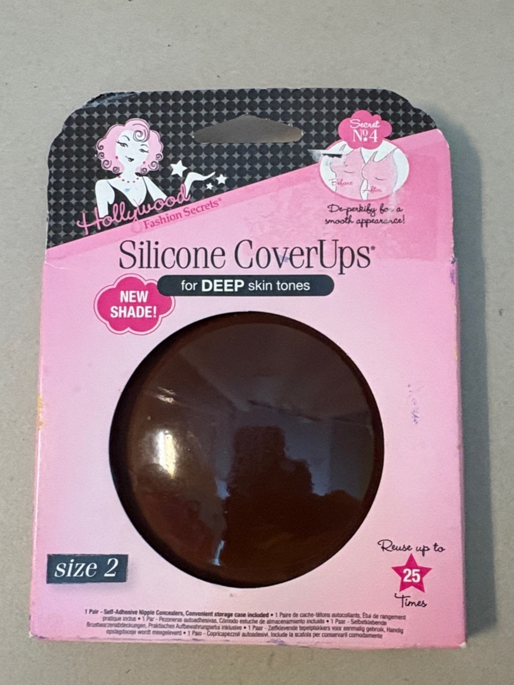 Hollywood Fashion Secrets Silicone CoverUps for Deep Skin Tones - Size 2, Brown